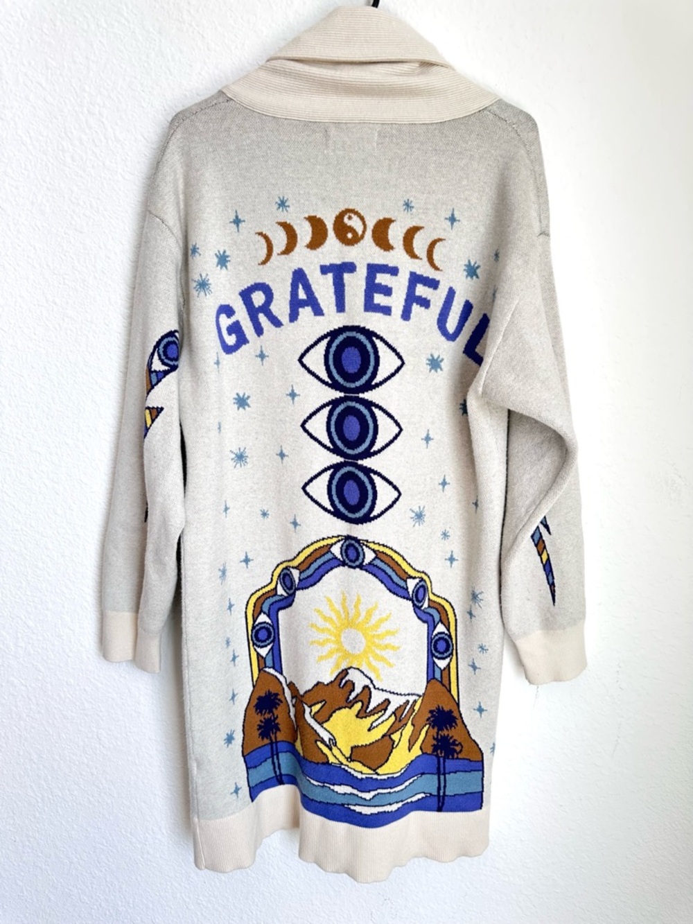 Anthropologie Spiritual Gangster Grateful Sky Estelle Long Cardigan Medium boho - Picture 5 of 15